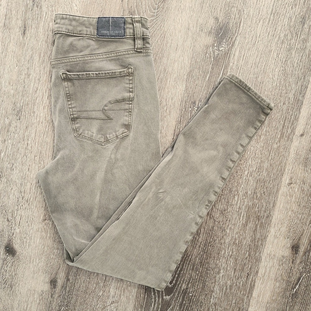 American Eagle Super Hi-Rise Jegging Olive Green Super Stretch X4 Size 4 Regular